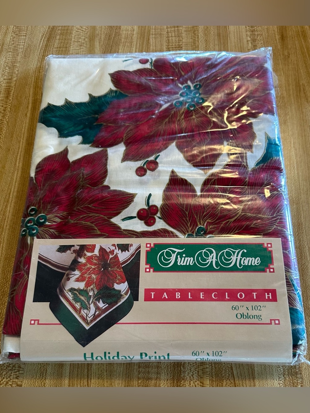 Trim A Home Holiday Print Oblong Tablecloth